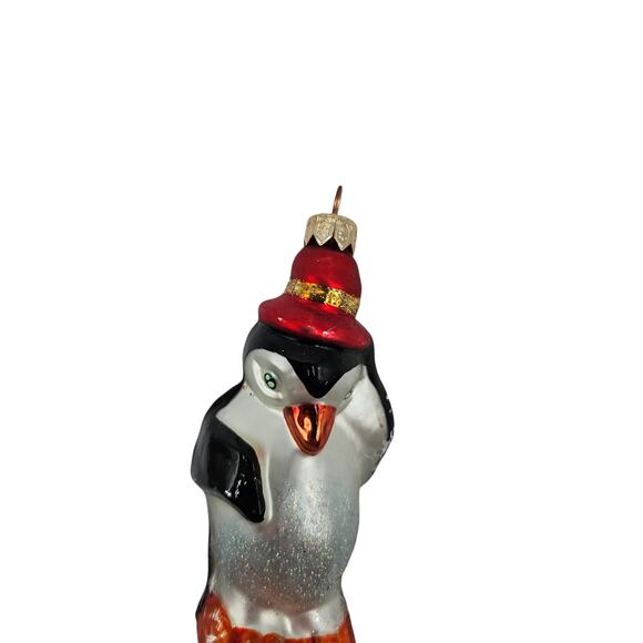 Vintage Blown Glass Penguin Christmas Ornament Made in Poland RARE - Picture 2 of 6